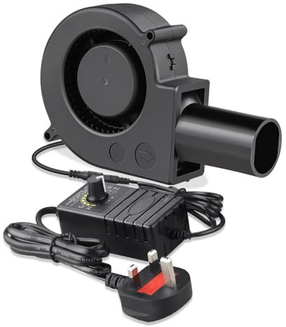 GDSTIME 12V Blower Fan 97mm Turbo Centrifugal Fan 97mm x33mm AC 220V Powered with 4-12V Adjustable Speed Controller Cooling Air Blower For Inflatables BBQ Picnic Ventilation Exhaust