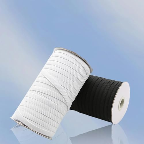 3/4/5/6/8/10MM Bandas elásticas planas blancas/negras Banda de goma elástica Cinta elástica para ropa de boda para costura DIY Acceso a cuerda elástica-Negro-6mm-10 yardas