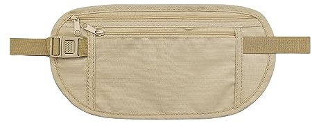 FuninCrea Cintura Porta Soldi Nascosto, Marsupio Portasoldi per Uomo e Donna, Marsupio da Viaggio Invisibile con Fibbia Regolabile, Sottile Marsupio Sportivo, Marsupio Cintura da Viaggio (Kaki)