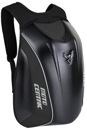 mjmoto Motorrad-Rucksack, wasserdicht, Kohlefaser, Hartschale, reflektierend, für Motorrad-Reisekoffer, Schwarz, Standard, Radfahren, Wandern, Camping, Klettern, Reisen, Angeln
