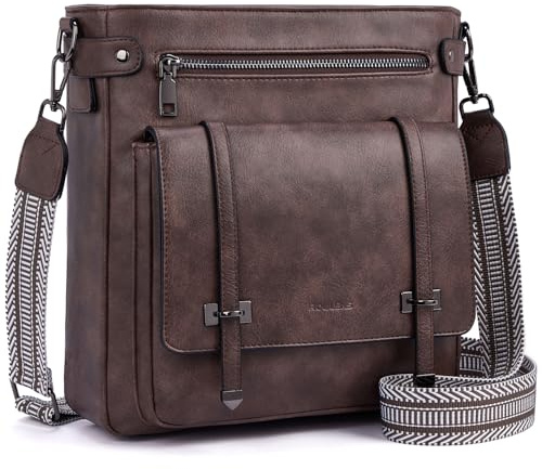 Roulens Crossbody Bags for Women,Multi Pocket Crossbody Purses Vegan Leather Shoulder Handbags Travel Purse Adjustable Strap