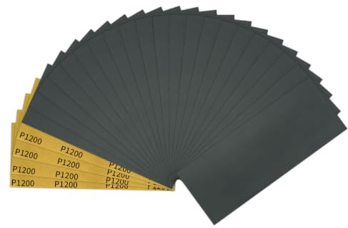 SenmaiTools Schleifpapier 1200 Körnung Set 25 Stk Schleifblätter 93 x 230 mm Schmirgelpapier Nass und Trocken Schleifpapier für Auto Metall Holz Stein Lack