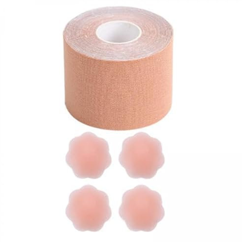 UxicRuya 3x Cinta Adhesiva para El Pecho, Cinta Corporal de 16 Pies, Parche Impermeable para El Pecho para Mujer, Pegatina para El Pecho, Pegatina para El Pezó