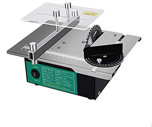 GLJTUO Mini Sierras De Mesa De 120 W, Sierras Circulares De 12 V-24 V con Un Juego De Hojas De Sierra Multifunción, Control De Velocidad Variable, Bajo Ruido para Modelos De Mader,