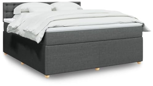 Homgoday Federbett mit Matratze dunkelgrau, 180 x 200 cm, Stoff, Möbel Bett Bettrahmen, Bettrahmen, Rahmen für Wohnzimmer Schlafzimmer Typ3289850