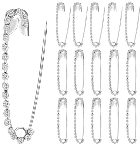 veyaltedl 15PCS Damen Kleidung Sicherheitsnadel, Perle Strass Strickjacke Schal Clip, Broschennadeln, Strass-Brosche, Damen Brosche, Strassbroschen Kleidung