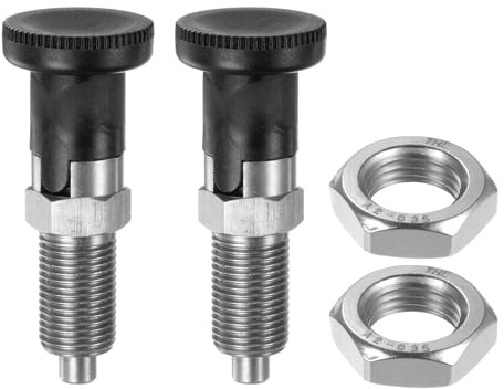 QUARKZMAN 2pz Pulsante Sfera Molla Inserimento Rapido M16x1.5 Pulsante | Acciaio Inossidabile, Lunghezza Filettatura 8mm Dia. Perno, Bloccaggio Automatico Molla, per Attrezzature Industriali