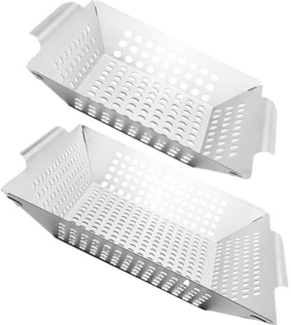 POPETPOP 2stücke BBQ Grillkörbe Tragbare Grillschalen Für Gemüse Und Für Outdoor Grillen Und Camping