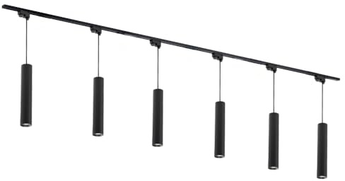 Qub Focus III 1-Phasen Led Schienensystem - 300cm - 6x GU10 Pendelleuchten - 3x 1m Schienen - I-Form - Deckenstrahler Schwarz - Erweiterbar & flexibel - LED-kompatibel - Modernes Design Spot lampe