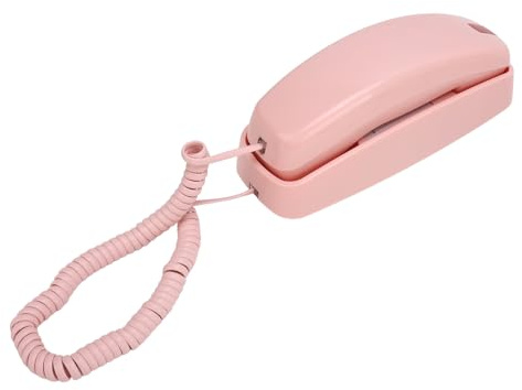 Teléfono de la Casa con Cable, Teléfono con Cable Ligero Ligero Friendly Big Botón Control de Volumen para el Hotel (Rosado)