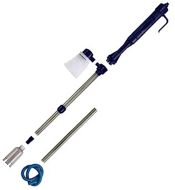 CIYODO Limpiador De Peceras Electrico para Acuario Limpiador De Funcion De Sifon Baterias Incluidas Color Azul Profundo Uso para Mantenimiento De Tanques De Peces