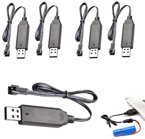 5Pcs Drone USB Charger Cable, 3.7V USB Battery Charger Cable, RC USB Battery Charger SM-2Pin Plug with LED Indicator Overcharge Protection
