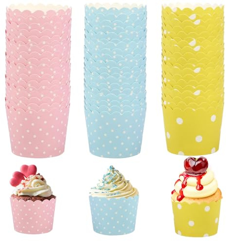 150 Pezzi Pirottini per Muffin e Cupcake in Carta, per Uso Alimentare e Cottura in Forno, Ideali per Feste, Compleanni e Matrimoni