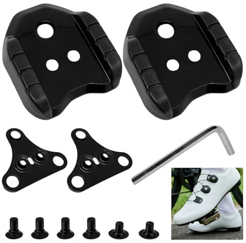 Fahrrad Cleats Adapter, Kompatibel mit Shimano SPD-Plattenadapter SM-SH41 | 2 Stück, 3 Loch Platten Fahrradpedal Adapter Stollen Konverter,für Schwarz Road Cleats Fahrradzubehör Set, Schwarz