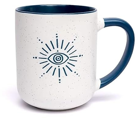 Taza de porcelana efecto gres con mango 400 ml taza grande té infusiones café azul