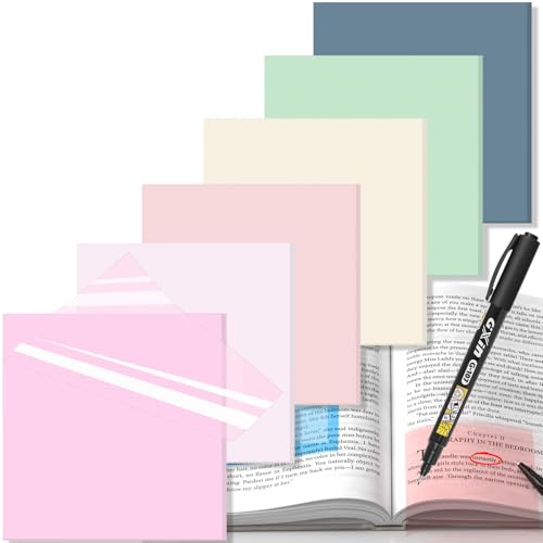 Transparent Sticky Notes with Marker, 【99.9% Transparency, Strong Adhesion,Waterproof 】 MEIGAONE 7 Pack Clear Sticky Note 3x3,Translucent Sticky Note Office,School Supplies