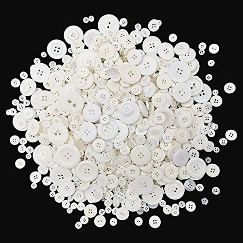 330g White Buttons for Crafts Bulk Assorted Size White Craft Button for Art, DIY Crafting, Christmas Decoration