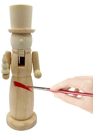 Puwaiio Wooden Unfinished Nutcracker Figures, Paintable Nutcracker Soldier, Christmas Nutcrackers Statue Wooden Decorations, Paint Your Own Nutcrackers Ornaments With Family, Friends, Arts Project