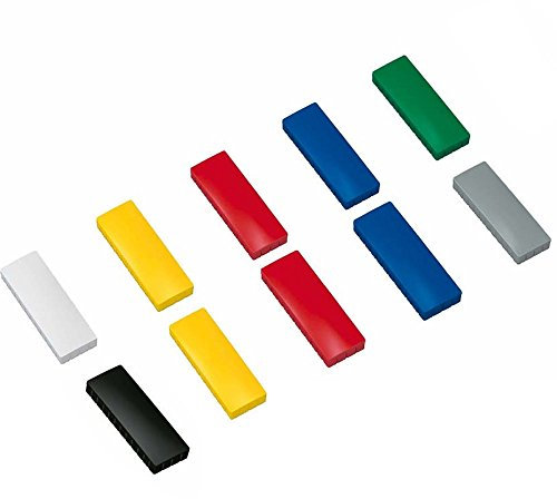 10x Faxland Magnete rechteckig, Farbig Sortiert 54x19 mm, Haftmagnete für Whiteboard, Kühlschrankmagnet, Magnettafel, Magnetwand, Magnet