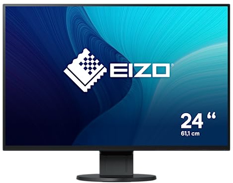 EIZO FlexScan EV2456-BK 61,1 cm (24,1 Zoll) Ultra-Slim Monitor (DVI-D, HDMI, D-Sub, USB 3.1 Hub, DisplayPort, 5 ms Reaktionszeit, Auflösung 1920 x 1200) schwarz