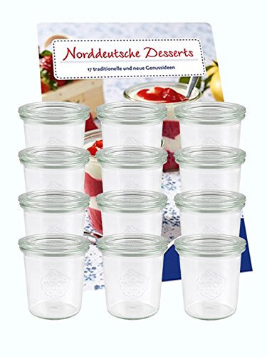 12er Set Weck Gläser 160 ml inkl 12 Glasdeckel Einmachgläser Sturzgläser Weckgläser Dessergläser