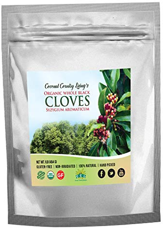 Organic Whole Cloves 1 lb Fair Trade in Mylar Bag w/E-Book of Secrets of Cloves and Gourmet Recipes