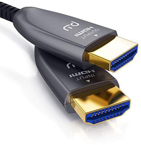 CSL - HDMI Kabel 2.0 b Glasfaser 10m - 4k 60Hz mit HDR - optisches HDMI LWL - 3D - ARC - CEC – HDCP 2.2 - YUV 4 x 4 x 4 - HDMI Kabel High Speed - Glasfaserkabel – Aluminiumstecker – Knickschutz