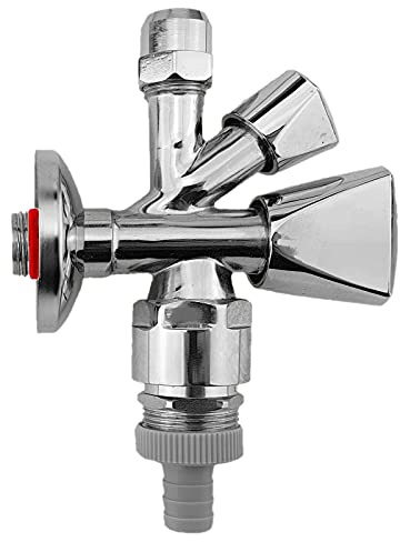 MegaHaustechnik Kombi-Eckventil Wandanschluß selbstdichtend 3/8 Zoll AG, Rückflußverhinderer mit Rohrbelüfter, 10mm Rohr AußenØ, 3/8“ AG für Flex- Panzerschlauch, Tülle AußenØ 14mm 1/2“ Schlauch