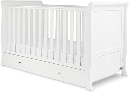 Ickle Bubba Snowdon Classic Cot Bed with Underbed Drawer Storage – Converts from Cot to Toddler Bed, 3 Height Positions, Teething Rails, Suitable from Birth to 4 Years
