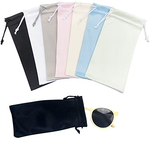 Helweet Brillenbeutel, Brillentasche, Sonnenbrillen Beutel, Sonnenbrillen Tasche, Mikrofaser Brillen Beutel, Sonnenbrillenbeutel, Brillenbeutel mit Kordelzugverschluss, 7er-Pack