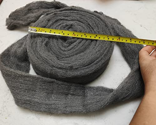 Grade #0000 Steel Wool 22FT Roll Super Fine Steel Wool Roll Hardware Cloth for Cleaning, Remove Rust, Buffing Wood and Metal Finishes，Steel Wool Fill Fabric DIY Kit (2 Rolls Totally 44FT)