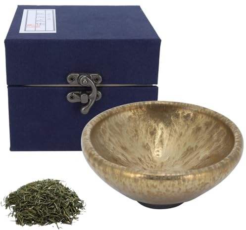 Gold Jianzhan Teetasse, Handgefertigt Jianzhan Tenmoku Tee Kaffeetasse Teeschale Chinesische Kungfu Teetasse Teegeschirr Trinkgeschirr Zubehör Geschenk Heimdekoration