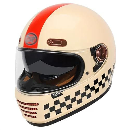 Vintage Motorradhelm DOT/ECE-Zugelassen, Motorrad Integralhelme Mit Transparentem Visier, Motorrad Klapphelme Herren Damen, Lokomotive Helme Für ATV UTV ( Color : C , Size : M=(57-58cm) )