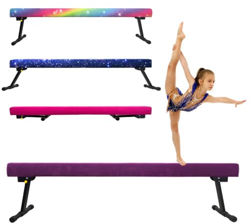 HomeSun Schwebebalken Einstellbar Faltbar Gymnastik Balance Beam High and Low Level Floor Beam Einfache Montage Gymnastikbalken 240cm Stabile Trainingsgeräte für Zuhause (Violett, 240cm)