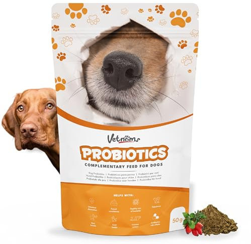 Vetnoms Probiotika Hund als Pulver - Präbiotika Hund mit Bierhefe Hund. Darmkur Hund Hilft bei Durchfall Hund und Juckreiz Hund, Allergien und Sodbrennen Hund.