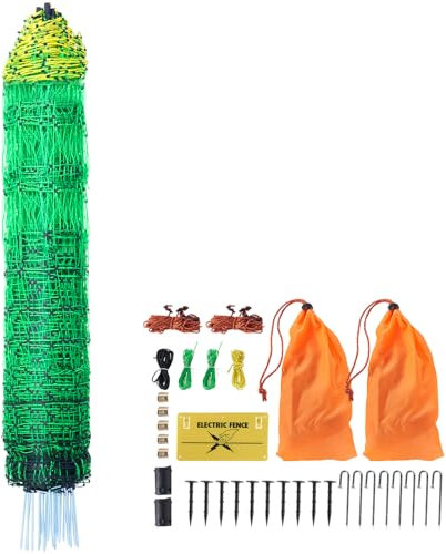 VEVOR Elektrozaunnetz, 1,21 x 30,48 m, PE-Netzzaun-Set mit Pfosten und Doppelspitzen, praktisches tragbares Netz für Hühner, Enten, Gänse, Kaninchen, für den Einsatz in Hinterhöfen, auf Bauernhöfen