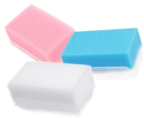 Mikinona Children's Sensory Training Bath Brush Set 3pcs Soft Foam Body and Scalp Scrubber Bright Colours for Bathing Hand Washing and Cradle Cap Treatment