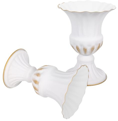 HAWILLOSCH 2piezas Jarrones Decorativos De Hierro Blanco para Cementerio Macetas con Diseño Memorial para Flores Tumbas y Celebraciones