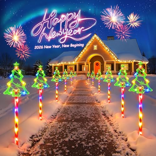 GEARLITE Weihnachtsbeleuchtung Außen Solar 10 Stück, 102 LED Zuckerstangen Weihnachtsbaum Gartenstecker Deko Weihnachten Outdoor mit USB Laden, 10 Modi Weihnachtsdeko Draußen für Garten Geschenke