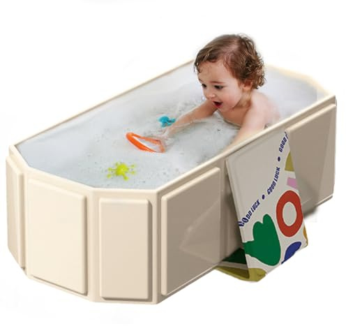 Bañera Plegable Bebé, Bañera Infantil Grande Bañera Bebé Bañera Plegable Portátil Bañera Plegable Bañera, Bañera Infantil Para La Ducha, Ahorro De Espacio Rectangular Ideal Para Baño Caliente Baño