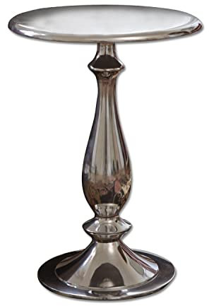 Loberon Beistelltisch Piccolo, edler Look & sicherer Stand, glänzendes Design, Zeitloser Eyecatcher, Beistellmöbel, Nachttisch, Aluminiumguss, Silber