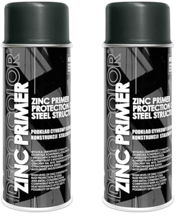 DECO COLOR ZINC Primer Spray Paint 400ml Steel Metal ALU Welding GALVANIZING ANTRUST Heat Resistant ANTICORROSIVE 97% of Pure ZINC