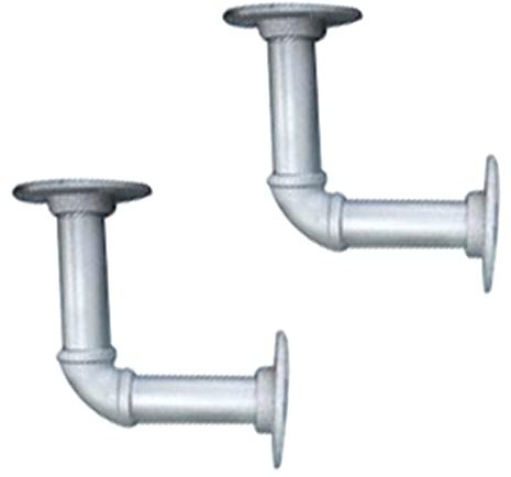 Paar Antike Regalhalterungen aus Gusseisen Strapazierfähige Metall Rohr Regalträger 25 mm Durchmesser Wanddekoration, Gold/Roségold/Schwarz/Silber (90 × 90mm,Silver)