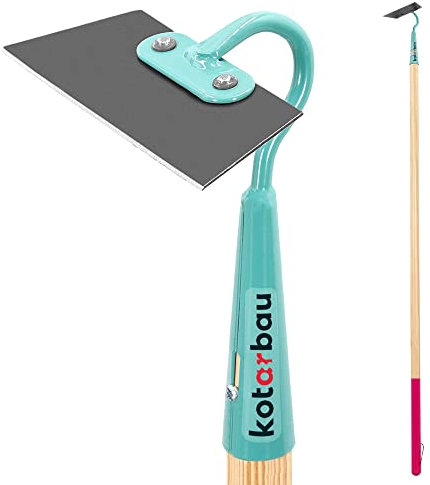 KOTARBAU® Azada de metal 140mm, Azada binadora para jardinería, Azada para mullir, airear y desherbar, Herramientas de jardín para tierra, Azada con mango largo para escardar, quitar las malas hierbas