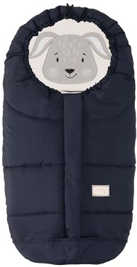 Nuvita 9205 Babyschale | Universal-Fußsack für Autositze mit Tieren, perfekt für Babys von 0 bis 6 Monaten (80 cm), kältebeständig bis -10 °C, Nachtblau