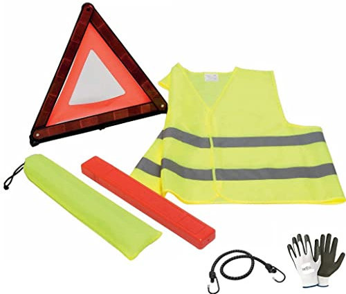 KOMPATIBEL MIT Volkswagen MULTIVAN KIT FÜR Auto Motorrad LKW WARNDREIECK + Fluo Jacke + Koffer FÜR STRASSENFAHRZEUGE ZUGELASSENES SOS KIT