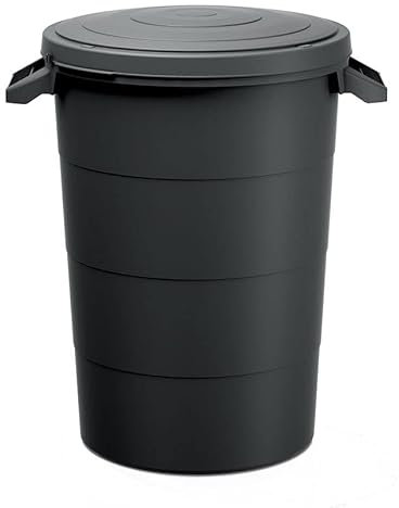 Spetebo Regenwasser Tank 80 Liter mit Deckel - anthrazit - Universal Kunststoff Tonne mit Tragegriffen - Regentonne Regenfass Allzweck Garten Abfall Eimer