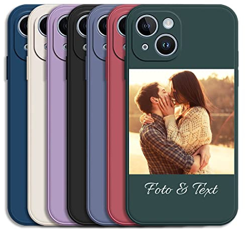 Sunrive Personalisierte Hülle kompatibel mit iPhone 14 15 16 17 17E 13 12 Pro Max Air 11 Mini Xr Xs X 7 Plus SE,Benutzerdefiniert Weicher Etui mit Eigenem Foto Bild Text Individuelle Schutzhülle Case