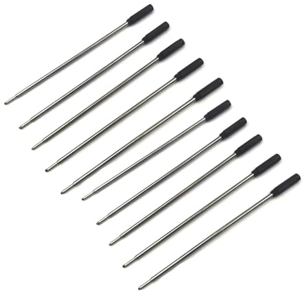 KAKASEA Lot de 10 recharges pour stylo à bille en métal à base d'huile 115 mm Bleu/noir