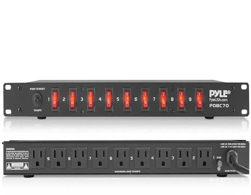 Pyle Multipresa Rack 1U con 6 Prese, 150 Joule, Cavo Elettrico Pesante, 6 Interruttori Frontali per Studio e Ufficio